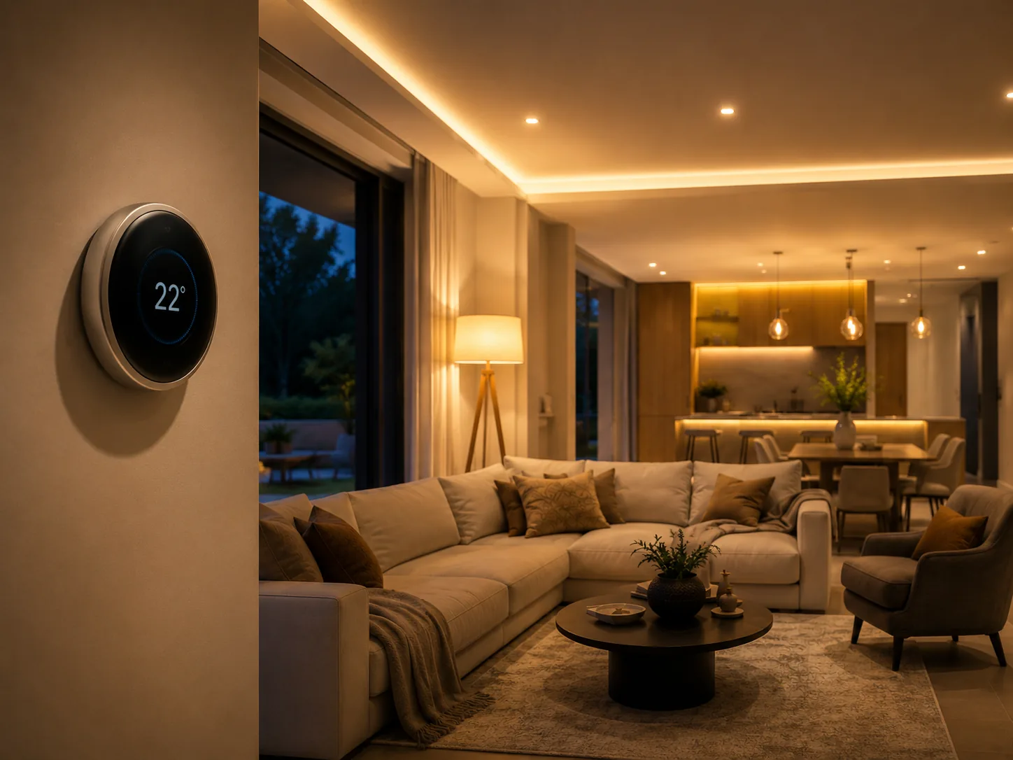 Interior moderno con climatización inteligente