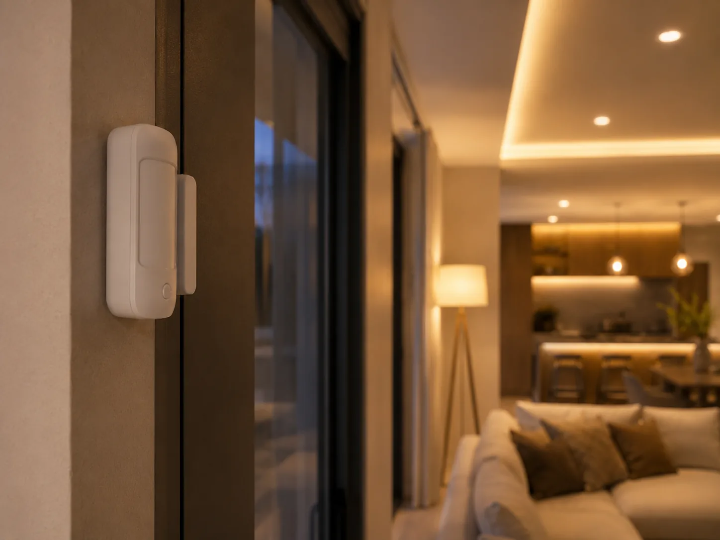 Sensor inteligente instalado en un hogar moderno
